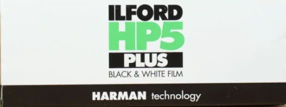 packaging of Ilford HP5+ 400 120 film 