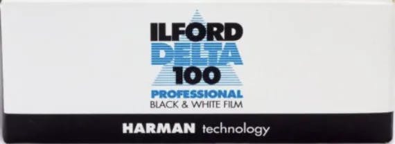 packaging of Ilford Delta Pro 100 120 film 
